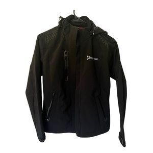 Black Raincoat Orangetheory Activewear Outdoor Waterproof Removable Hood